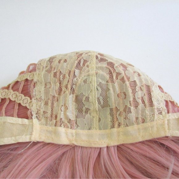 Synthetic Hair Women Light Pink Wig Lace Undercap Soft Beachy Waves main image 7